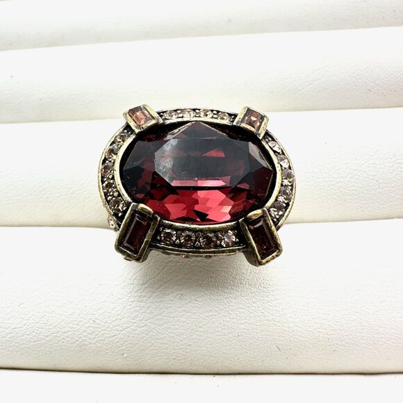 Heidi Daus Purple Crystal Bronze Statement Ring Size 6